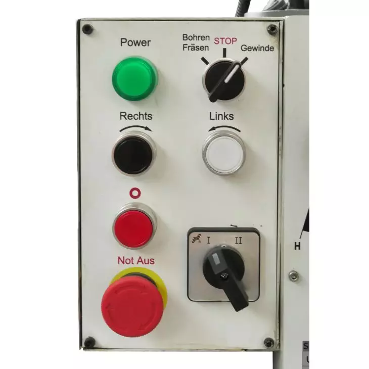 ELMAG Getriebe Fräs- und Bohrmaschine – 45 mm Bohrleistung in Stahl, 12 Drehzahlen bis 3.200 U/min, schwenkbarer Fräskopf ±90° Kopie