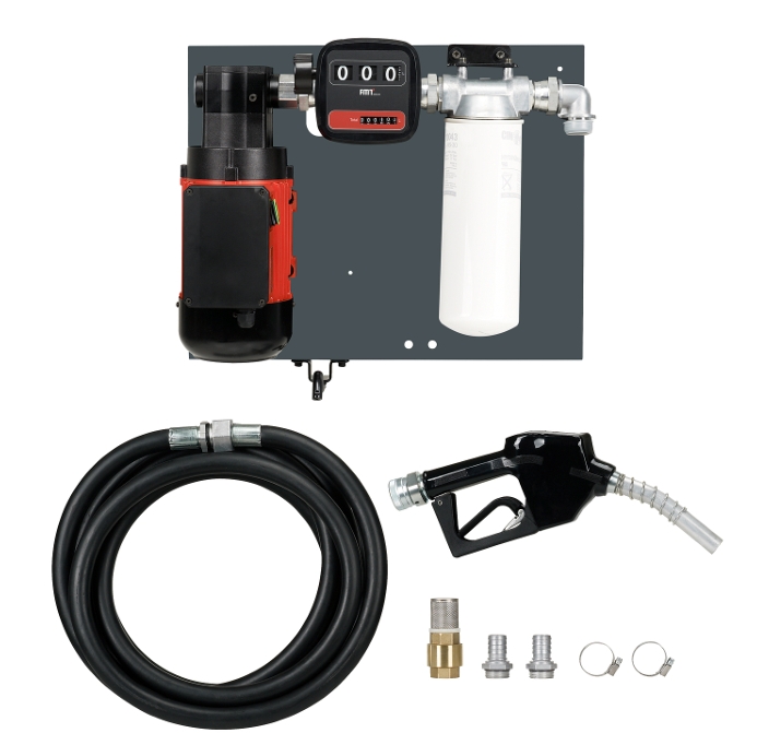 Pressol Industrie Flügelzellenpumpen Set 100 l/min 230V mit Diesel-Wechselfilter & Automatik-Zapfventil ZVAD – 6 m Schlauch