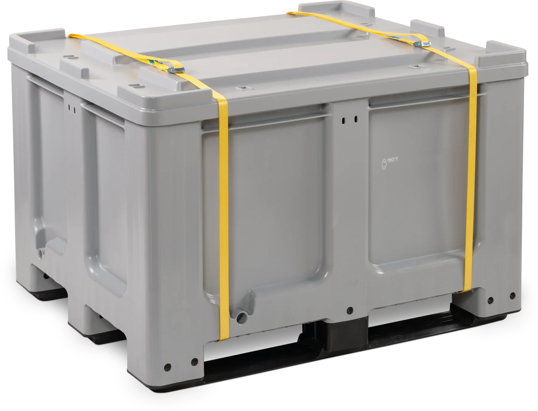 CEMO Akku-Sammelbehälter aus PE – 610 l, UN-zugelassen 4H2, inkl. Deckel & Spanngurte