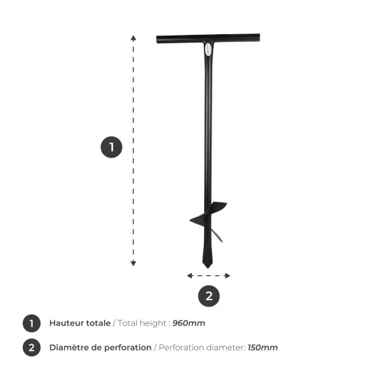 Terrateck Erdbohrer – Profi Bodenbohrer für Pflanzlöcher | Durchmesser: 150 mm