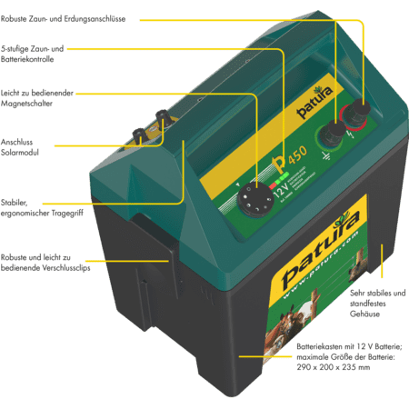 Patura electric fence energizer P450 - 12V