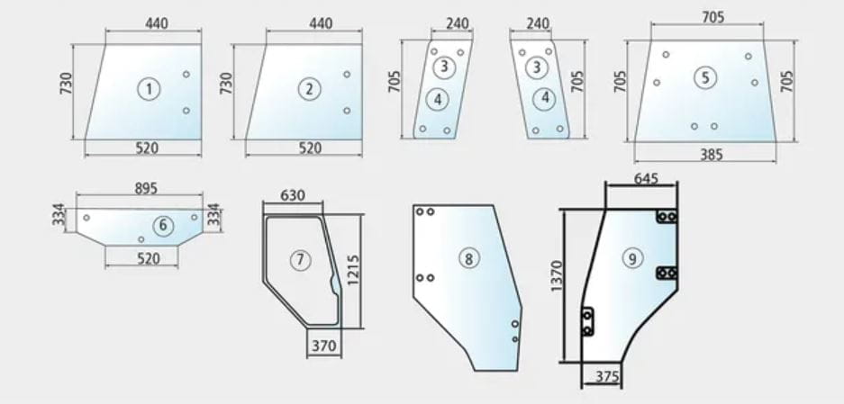 BL16431 Türscheibe links, mit Schloß im Rahmen