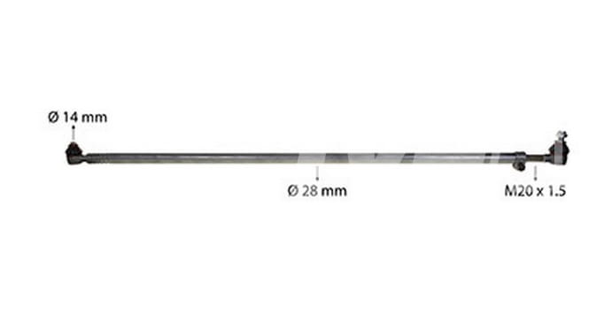Steering pushrod 1185/1235mm - suitable for Case IH