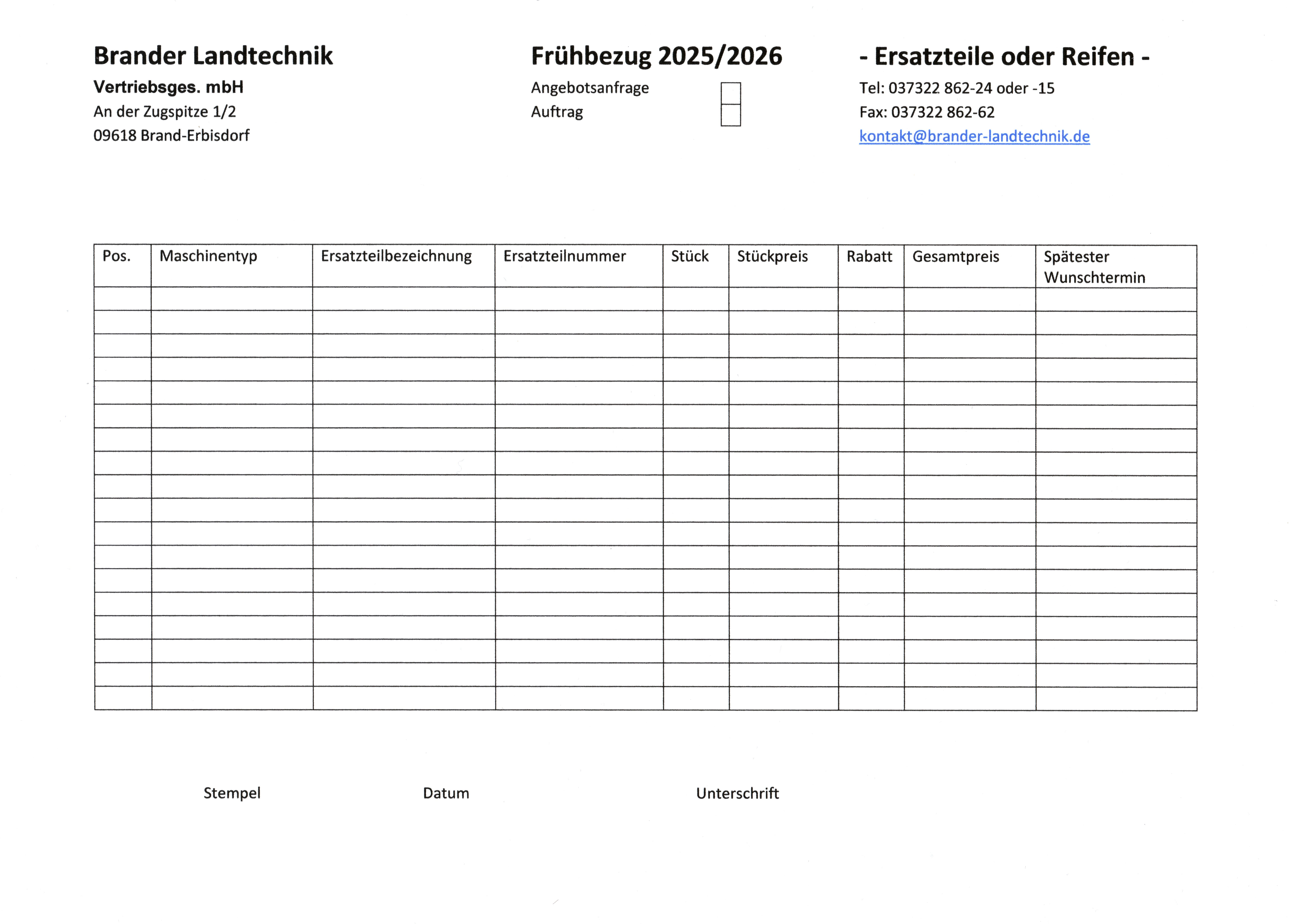 Brander Frühbezug - Jetzt Frühbezugskonditionen sichern! Brander Frühbezug - Jetzt Frühbezugskonditionen sichern!