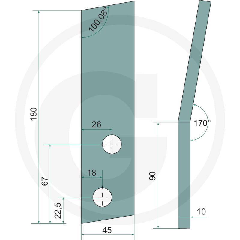 Schraubzinken 180mm, rechts - passend zu Bergmann Streuwalze