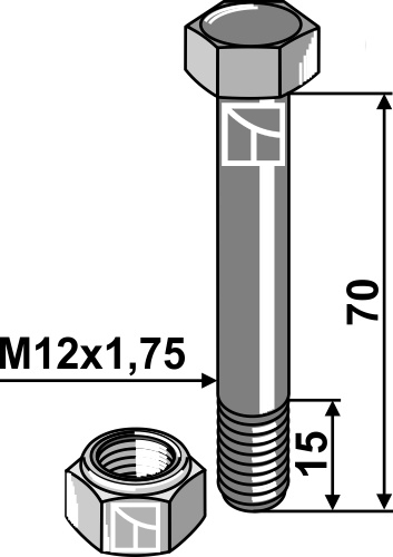 Shear bolt M12 with lock nut