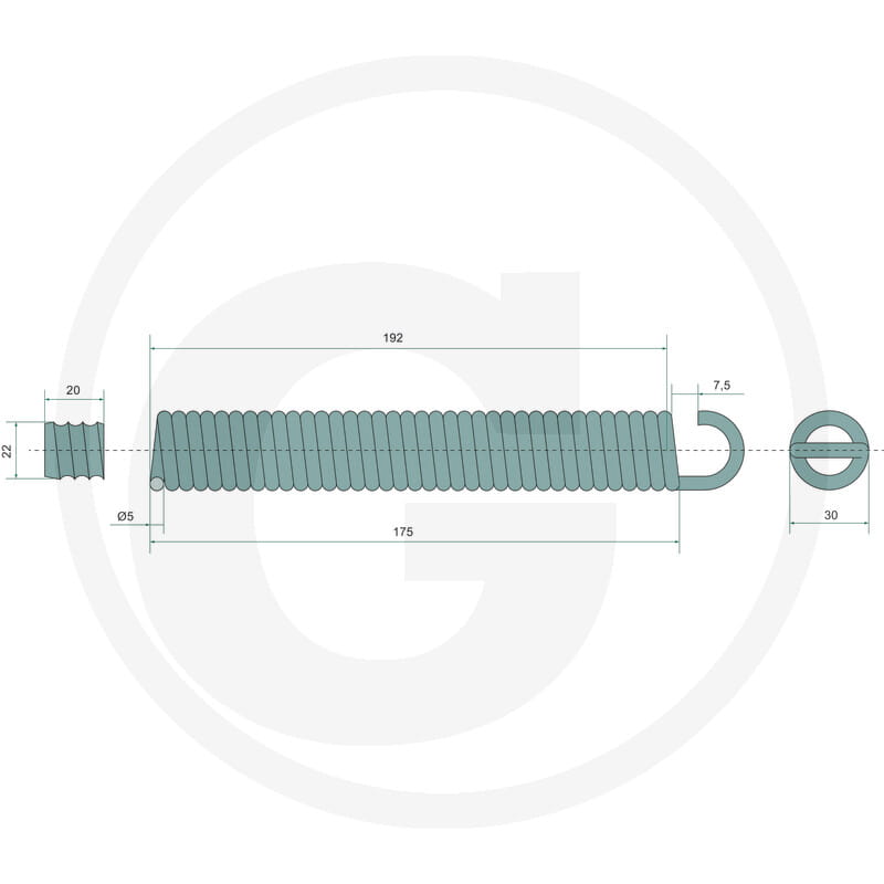Zugfeder  192 x 30 x 5mm - passend zu Amazone