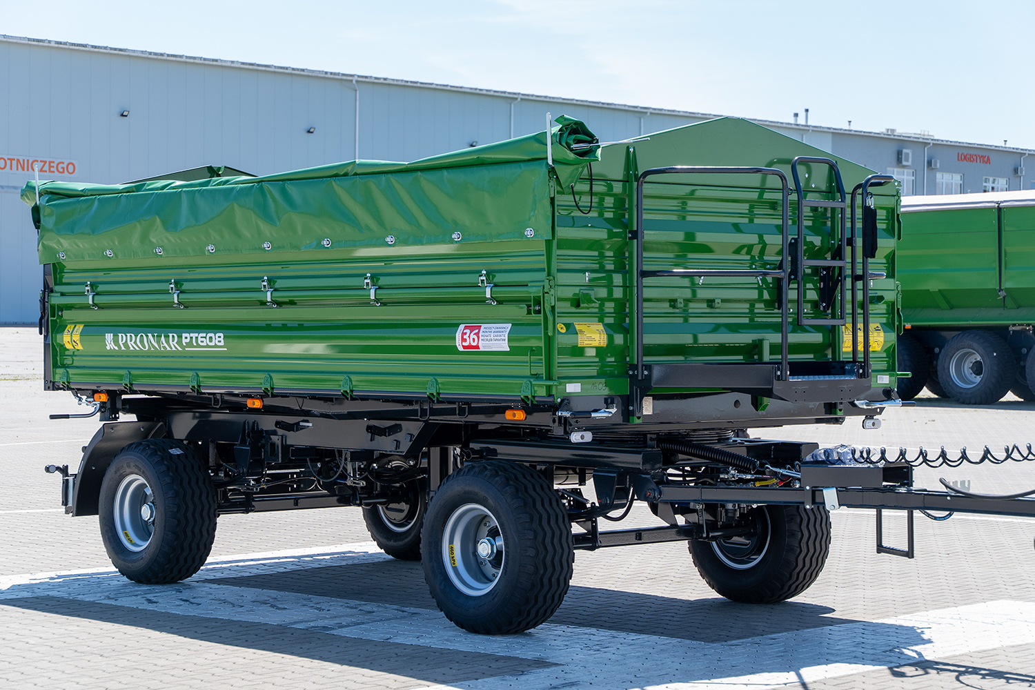 Ladewagen, Güterwagen, Grüner Anhänger, Hydraulikrahmen, Gepanzerte Plane
