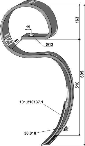 Großfederzinken "TopLine" komplett mit Schar Original Solbjerg