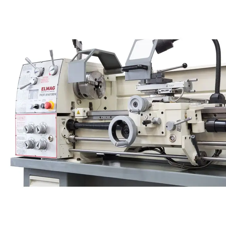 ELMAG Universal-Drehmaschine PROFI 914/150 N, inkl. RÖHM-Drehfutter und Schnellwechsel-Stahlhalter Set System Multifix, betriebsbereit; Spitzenweite 914 mm
