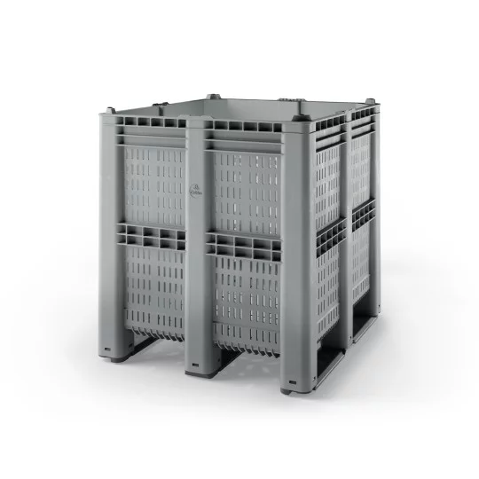 Plastic crate, Stackable crate, Grau, Belüftete Seiten, Offenes Oberteil-Design