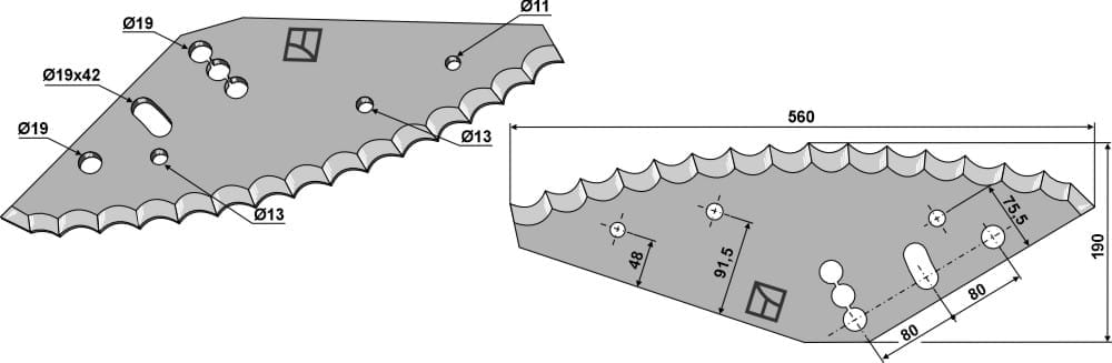 BL29725 Futtermischwagenmesser - passend zu Kverneland KDM1050317A / Siloking / Mayer