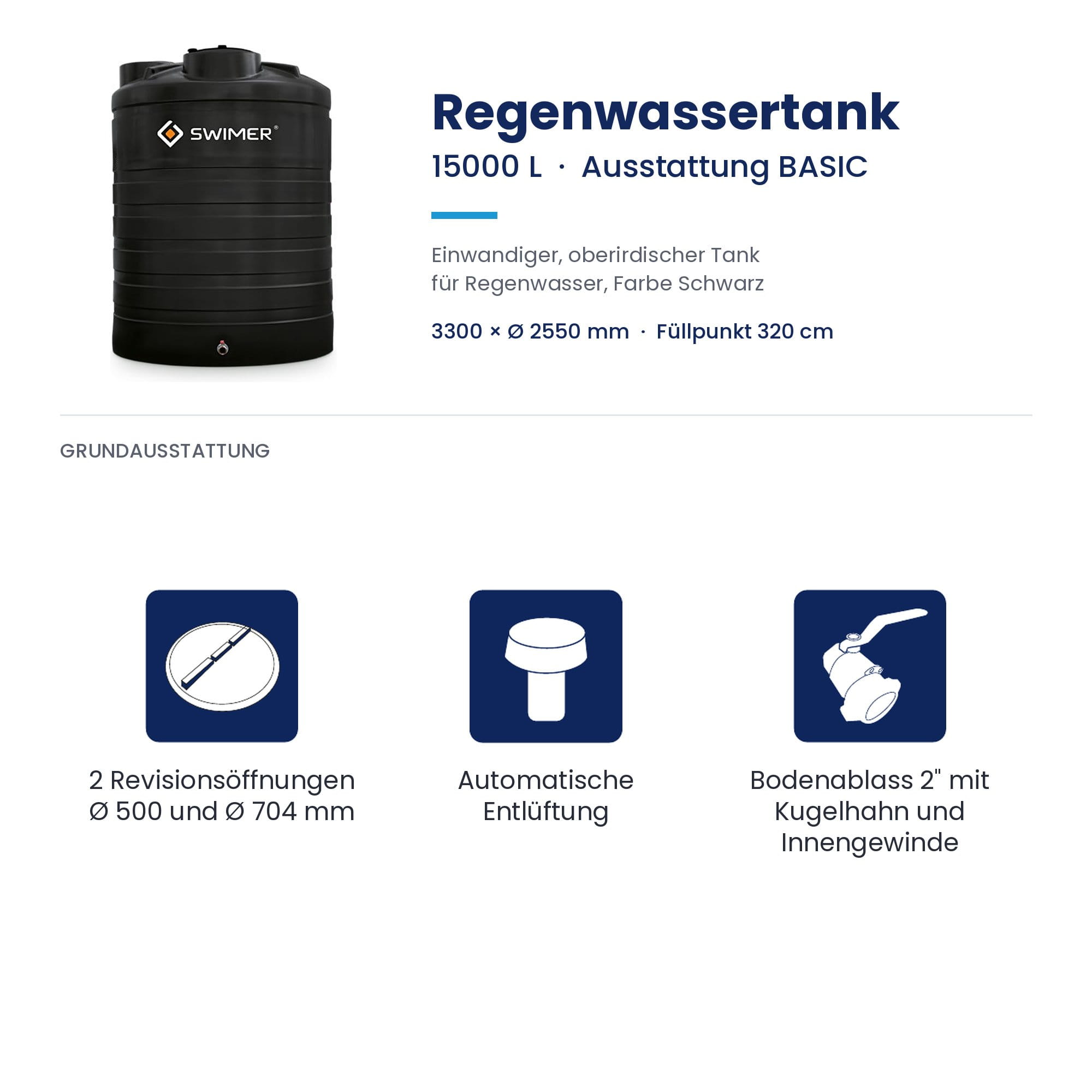RegenswasserTank, RegenwasserBehälter, Tank, Grundausstattung, Schwarz