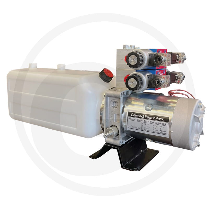 Hydraulik Kompaktaggregat 12V / 1,6kW / 2,1ccm / Steuerung: 2 x 4/3-Wegeventil 12V(DC)