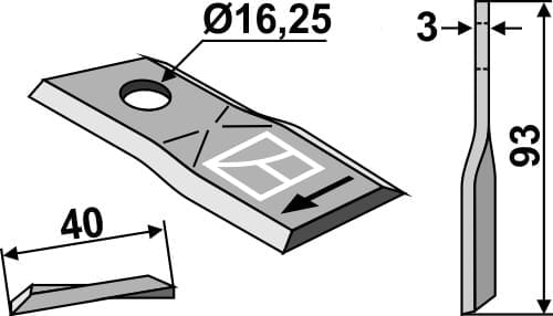 BL4363 Rotorklinge - passend zu Kuhn 56151300 / John Deere CC19333 / New Holland	274097 / PZ-Zweegers VGDM-