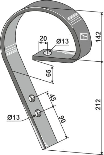 BL10.1053 Schleppzinken 45x10mm