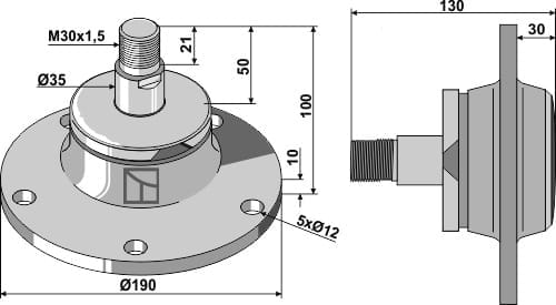 ET41356 Lager - rechts Gewinde - passend zu Lemken 5554502