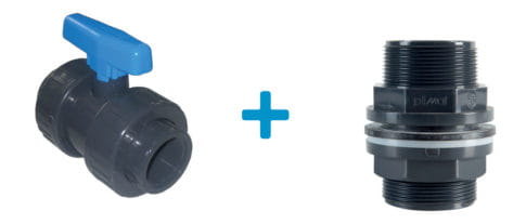 EMP Entleerungs- & Pumpventil-Set DN80 (3 Zoll) für oberirdische Tanks – PVC PN10 Durchgang + Kugelhahn