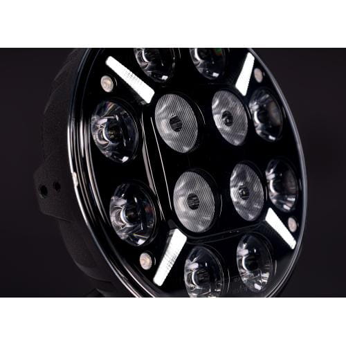 LED driving light with two-color position indicator and amber warning flash - 120 watts