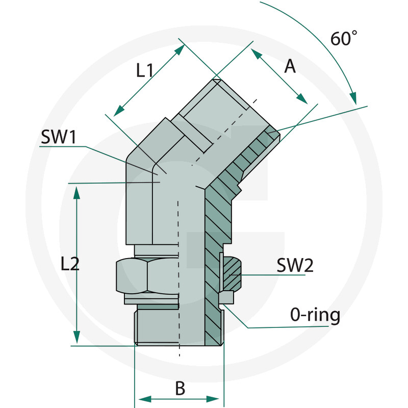 Winkeladapter 45° einstellbar - AG M12x1,5 / AG M12x1,5