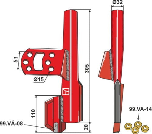 BL29386 Saatrohr komplett L - passend zu Väderstad Rapid 306530 / 306532 / 432116