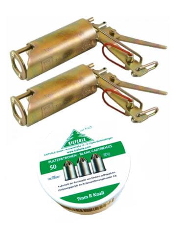 E039904 SET Wühlmausschussgerät - 2x Schussfallen inkl. 50 Platzpatronen / inkl. Warnschild