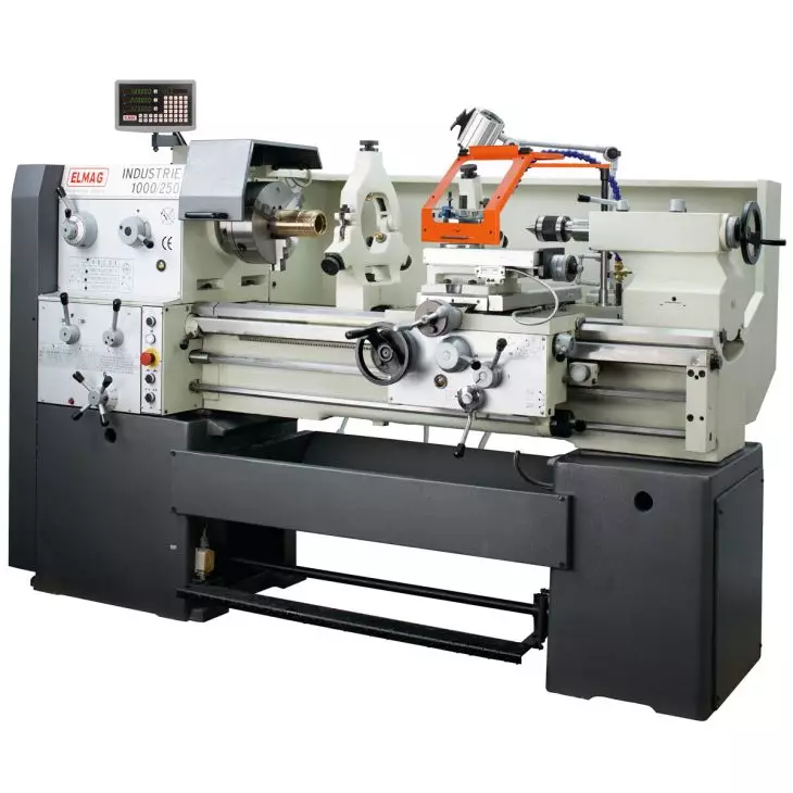 ELMAG Universal-Drehmaschine INDUSTRIE 2000/250, inkl. RÖHM-Drehfutter, 3-Achs-Positionsanzeige