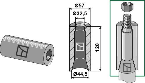Weld-in bushing 120mm