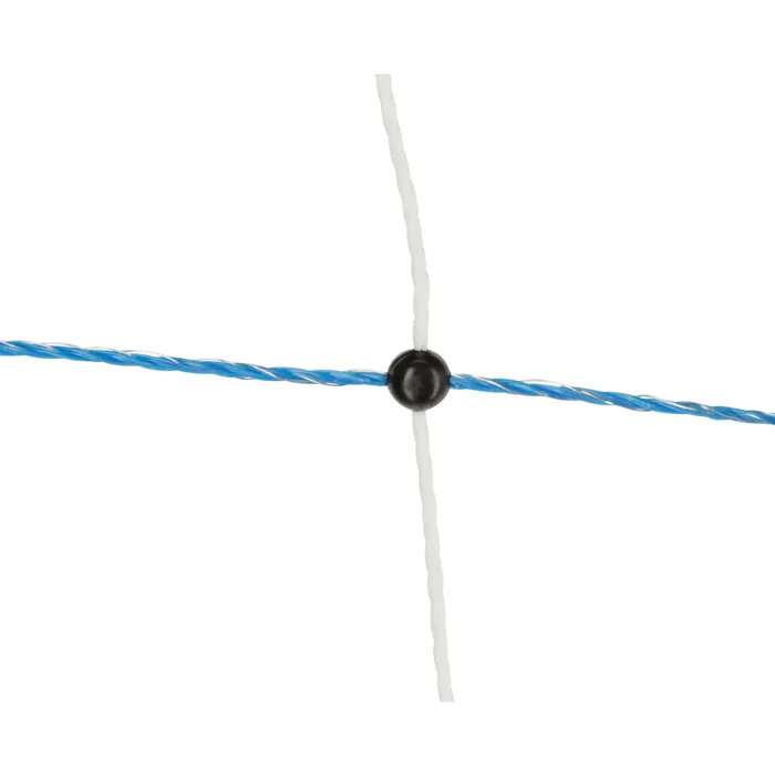 AKO OviNet Maxi Elektronetz 50 m | 122 cm hoch | Weiß/Blau | 10 horizontale Litzen | Doppelspitze | TriCond-Leiter