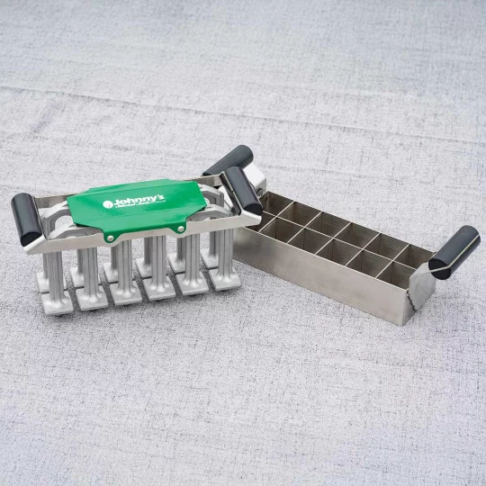 Manuelle Erdballenpresse für 12 Erdballen 3,5x3,5x5 cm | Profi Anzuchtpresse aus Edelstahl & Aluminium