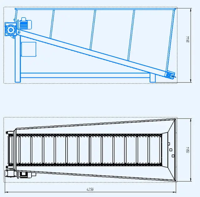 Zufuhrbehälter 5 m³ mit Dosiersystem & Kettenförderer – Automatischer Biomasse Dosierer 5,5 kW