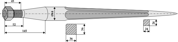 ET10516 Schwerlastzinken Redrock 910 mm / M28x1,5