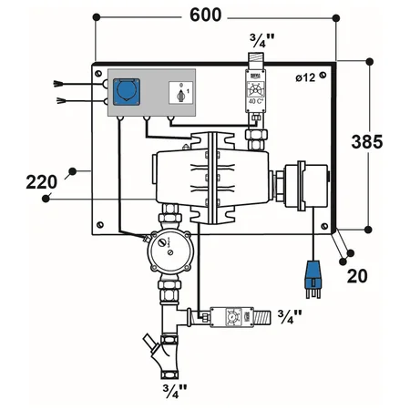 Patura circulating heating system with 93/85 W pump - Model 317
