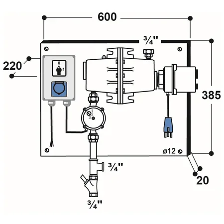 Patura circulating heating system with 93/85 W pump - Model 303