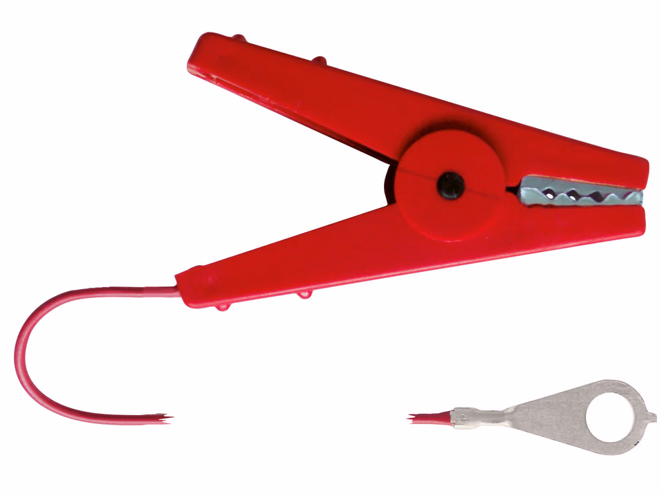 Zaunkabel m. Klemme, rot Kabellänge 100 cm, mit M8-Öse