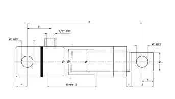 Plungerzylinder einfachwirkend Hub 100mm / Ø25mm / 250bar - mit Halterungen