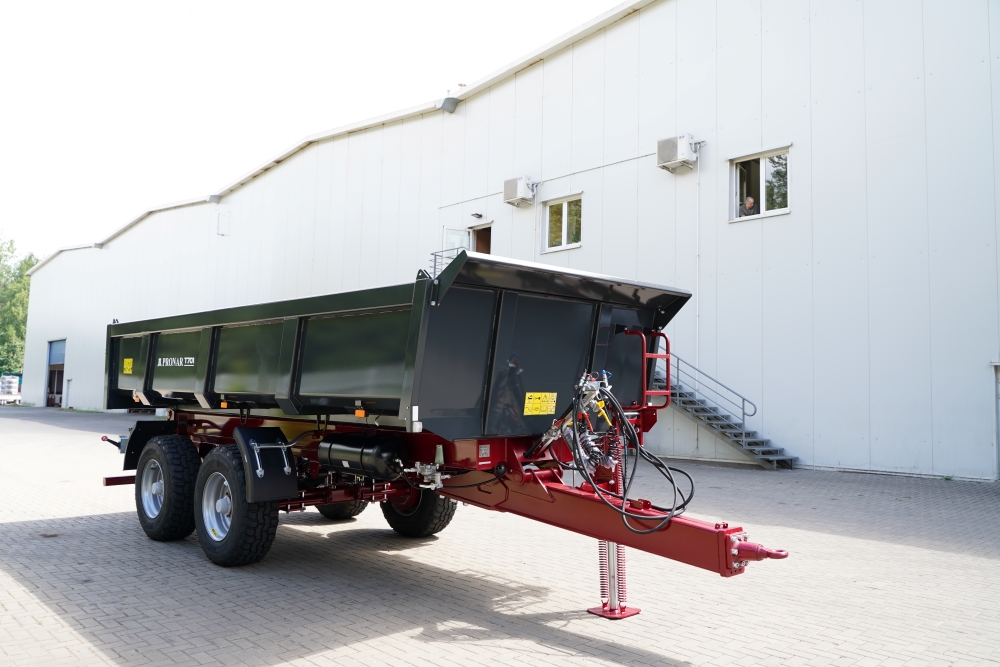 Dumptruck, Anhänger, Landwirtschaftlicher Anhänger, Metallgrau, Roter Rahmen