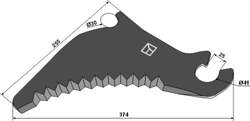 Couteau à balles carrées 374 mm - compatible avec Claas Quadrant 5200RC, 5300RC, 4200RC