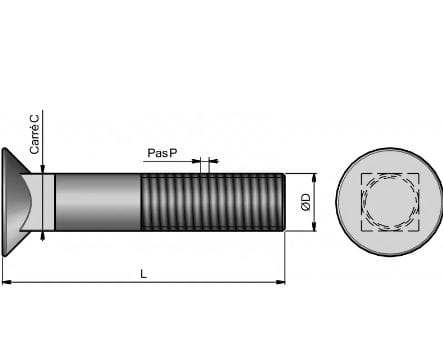 BL40284 SCHRAUBEN - KOPF VIERECKIGER KRAGEN TFCC 12*100 CL 12.9