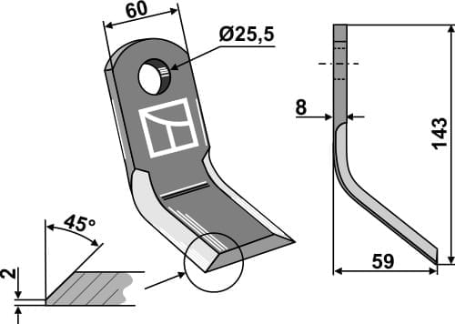 BL3655 Y- Messer 143mm - passend zu Ferri