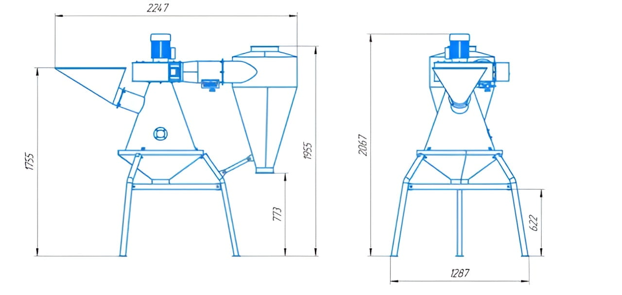 Getreide Luftseparator bis 15 t/h – Aerodynamischer Kornreiniger mit Zyklon