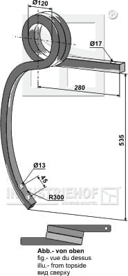 BL28837 Gedrehte Schwergrubberstiel, rechts