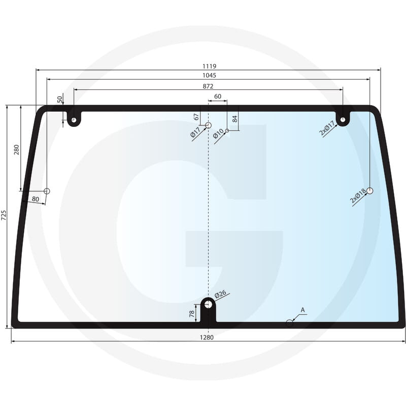 Lunette arrière - compatible avec les modèles Lindner Geotrac 63, 73, 83, 93, 103, 104, 114 et 124