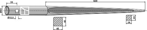 BL29421 Spitzer Zinken 1400mm / Ø45mm