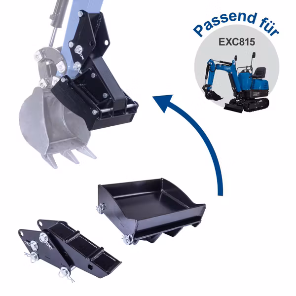 Scheppach EXC815 Benzin-Mini-Bagger XXL Set – 8,5 PS, 1200 mm Grabtiefe, 2330 mm Reichweite, 690 mm Spurbreite, 360° drehbar, Komplett-Zubehör