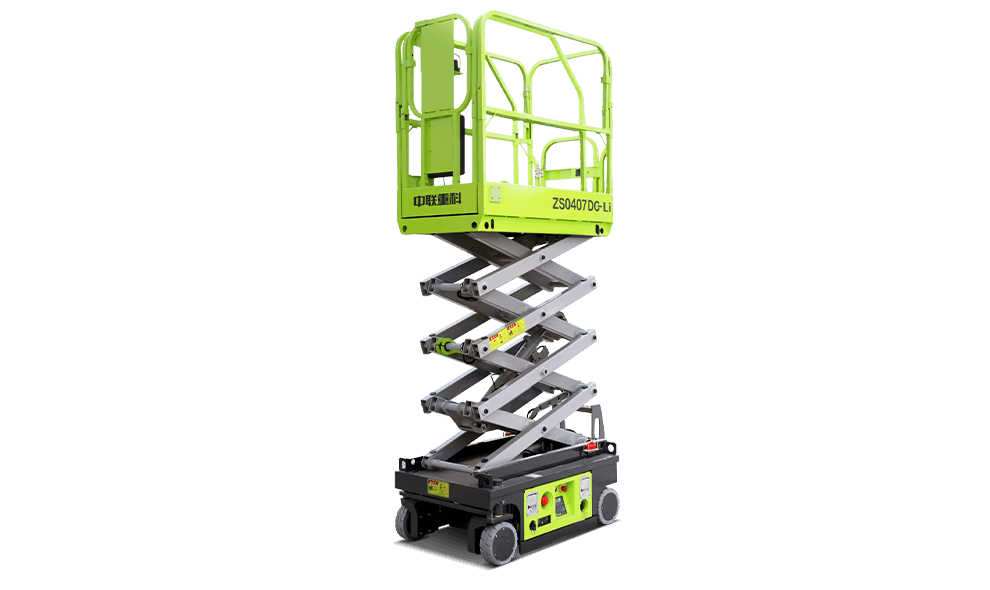 Nacelle élévatrice électrique à ciseaux Zoomlion 6,5 m – Plateforme de travail compacte avec une capacité de levage de 240 kg