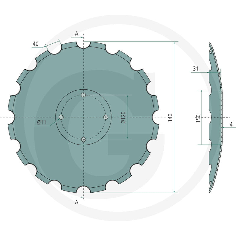 410x4 serrated disc - suitable for Amazone Cenio
