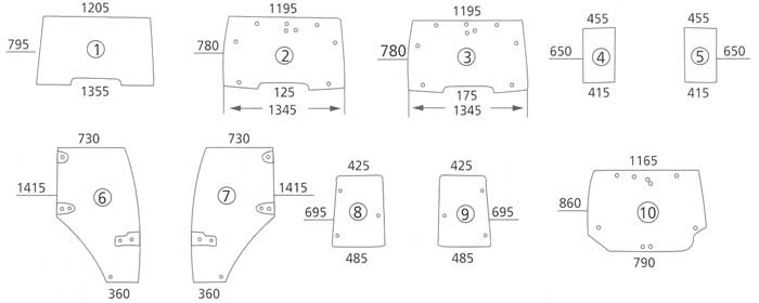 BL16172 Bild-Nr.: 10 - Heckscheibe für Typen: MTX 110, 120, 125, 135, 140, 150, 155, 185, 200 MC 80, 90, 100