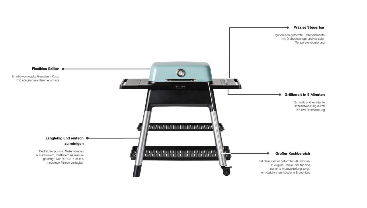 Everdure FORCE Gas Grill with Double Bottom - 2 Burners | Color: Black