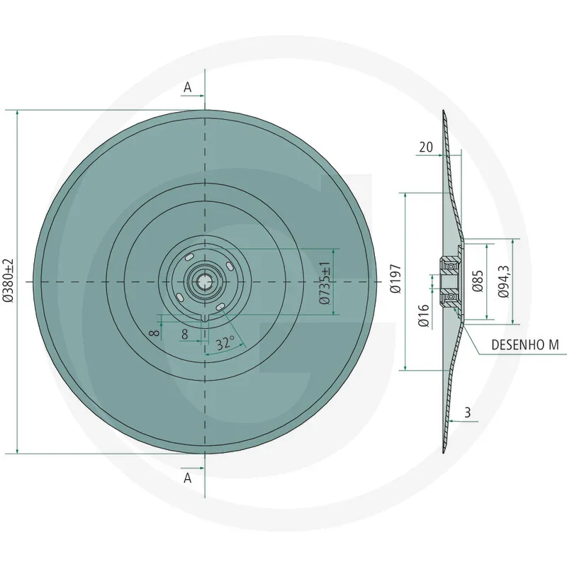 Säscheibe 380x3mm - passend zu Väderstad Inspire, Spirit